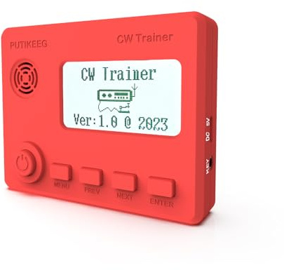 Moore Simo Mini CW Trainer Code Morse avec écran Radio Télégraphe à ondes courtes Clé de voiture Radio CW pour la pratique du télégraphe avec câble de charge (rouge)