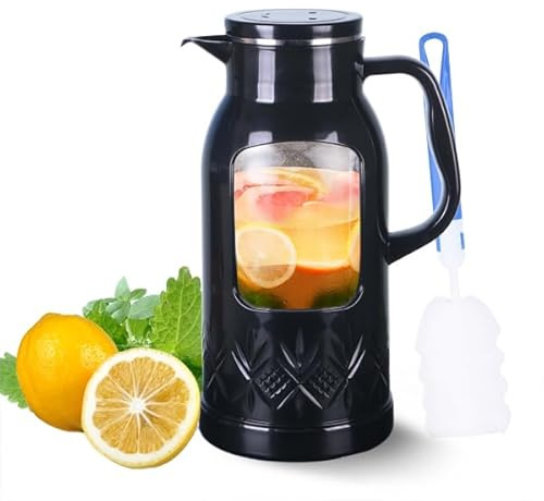 KTQUICK 2.0 Liter 70 Unzen Glas Krug karaffe mit Deckel Eistee Krug Wasserkrug Heißes Kaltes Wasser Eistee Wein Kaffee Milch und Saft Getränkekaraffe wasserkaraffe