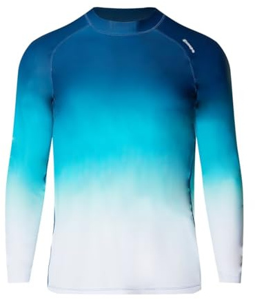 SURFEASY Men's Long Sleeve Rash Vest Swim Shirt, UPF 50+ Sun Protection Quick Dry Surf Swimming Fishing Hiking Shirts T-Shirt(Green Gradient,M)