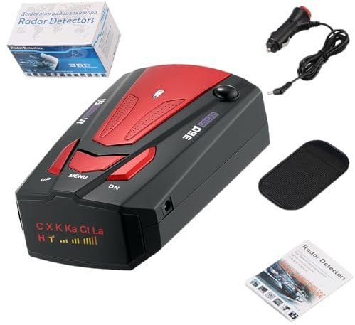 Mcflash Speed Camera Detector, Radar Detector Car, DC 12V Long Range With 360 Degree Protection, Voice Alerts (Red)