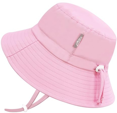 Jan & Jul flicka snabbtorkande solhatt för simning, vattenavvisande strandhatt för spädbarn (storlek S: 0–6 månader, rosa sorbet), Rosa sorbet, 0-6 månader