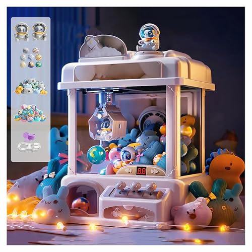 CUCUKAKA Candy Grabber ， Machine a Bonbon avec Pince avec Musique et Lumières,2 Poupées Panda,25 Peluches,20 Gashapons ， Sweets Machine for Home pour Les Cadeaux d'anniversaire De Noël
