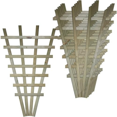 Small Fan Shaped Pack of 7 2x3ft (W: 2ft x H: 3ft) Frameless Decorative Lattice Trellis Panel Plant Grown Wall/Fence Art with Reduced Privacy Squares Width 610mm x Height: 990mm