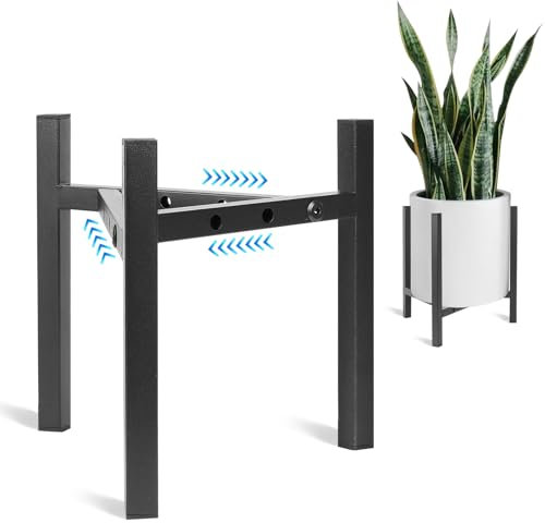 MUAEEOK Adjustable Metal Plant Stand Indoor, Modern Plant Stand, Heavy Duty Stable Plant Pot Flower Holder Indoor Outdoor Corner Decoration, Fit 8 9 10 11 12 inch Pots (Black,1 Pack)