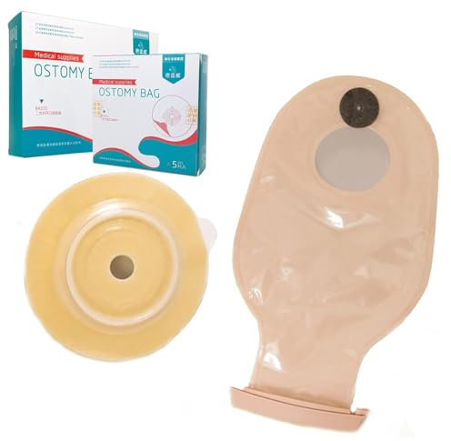 Sacchi per stomia in due pezzi, 10 sacchetti/scatola, tagliati a misura 20 mm-45 mm, chiusura a morsetto, include telaio, forniture di qualità per stomia per cura e comfort