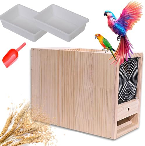 Bird Seed Cleaner Machine with Double Drawer, Electric Parrot Feed Blowing Machine for Millet, Grains, Rice and Melon - Adjustable Speed