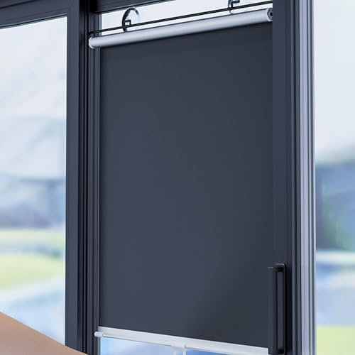 Saugnapfes Rollo Fensterrollo,Sonnenschutz Verdunkelungsrollo mit Saugnäpfen,Sichtschutz Temporäre Jalousien Ohne Bohren,Einziehbarer Sichtschutzvorhänge,Thermorollo Schwarz