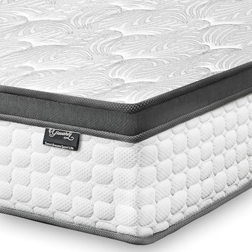 Giovanly 10 Inch King Size Mattress, Hybrid Mattress in a box Gel Memory Foam, Pocket Springs, Medium Firm & Silent Sleep & Reinforced Edge & Pressure - Motion Isolation 150x200x25 cm