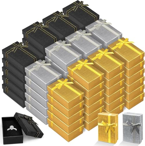 MALLOOM 72 Pcs Boîtes cadeau pour bijoux avec Couvercles Boîtes Cadeau pour Collier Anneau Cadeaux Affichage Noël Fêtes Anniversaires Mariage, 8 × 5 × 3cm