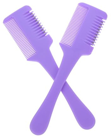 OUNONA 2pièces Peigne De Coupe De Cheveux Double Tranchant Tondeuse à Pointes Fourchues Outil De Coiffure Pour Cheveux Fins Pour Détail Ciseaux De Coiffure Portable
