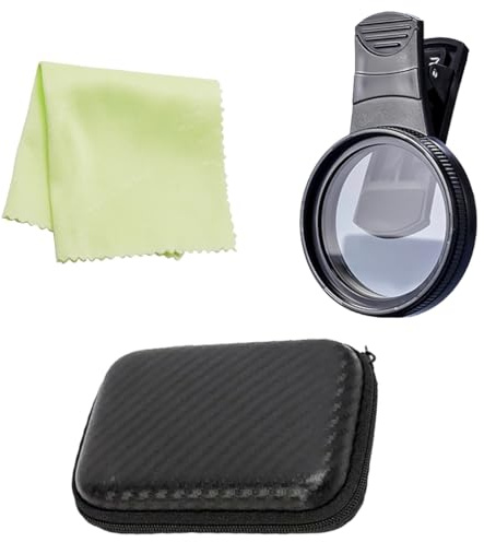 Clip-on Filter 52 mm, Handy-Kamerafilter mit verstellbarem Polarisationseffekt und Aufbewahrungsbox, allgemeines Polarisationsobjektiv für Handy, verstellbarer Polarisationsfilter für Handy