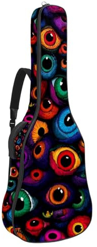 Bunte Augäpfel Spinnennetz hinter Akustikgitarrentasche, dick gepolstert, wasserdicht, Gitarrentasche für 101,6 cm, 104,7 cm, 106,7 cm (40 Zoll) Gitarren, Mehrfarbig 04, 42.9x16.9x4.7 in, Lässiger