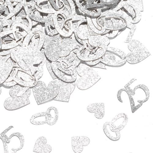 mawmuaw 300 Stk Silber Hochzeit Konfetti 25 Silberhochzeit Tischdeko Silberhochzeit Glitzer Konfetti Hochzeit Deko 25 Geburtstag Streudeko 25 Zahlenkonfetti Tischdeko für 25. Jahrestag Geburtstagsdeko