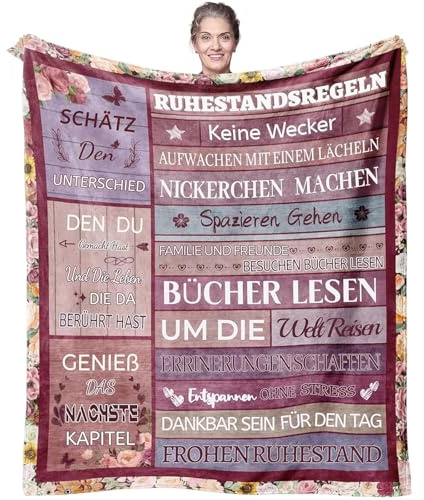 Aellowet Ruhestand Geschenk Frauen - Personalisierte Decke Renteneintritt Geschenk Frau, Ruhestand Geschenke für Frau Frauen Oma Kollegen Freundin, Abschiedsgeschenk Kollegin Rente
