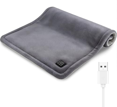 Comfheat USB Heating Pad for Travel Warmth Outdoors, 5V Small Heated Pad FSA Eligible HSA Non-Rechargeable Heat Therapy for Pain Relief Abdomen Cramps, 3 Heat Settings & Auto Off (16x 12) Gray