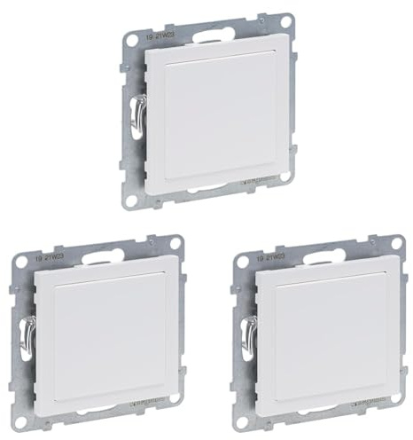 LEGRAND, SEANO Blindabdeckung zur Verwendung von Einsätzen des Schalterprogramms Mosaic, Mosaic-Adapter, Abdeckplatte, Schalterblende, Farbe: Ultraweiß, 765601 (Packung mit 3)