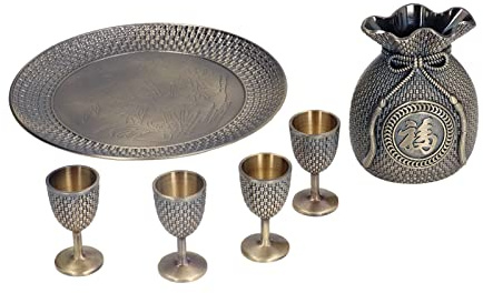 KIMISS Service à café Turc et Service à thé Vintage pour la Décoration de la Maison, Design en Alliage de Zinc gaufré, sans Décoloration et Très Durable