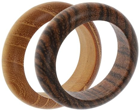 MAGICLULU Lot de 2 Bagues en Bois Décoratives pour Femme Bagues Fines en Bois à Veines Naturelles Anneaux Légers et Originaux pour Usage Quotidien et Occasions Spéciales