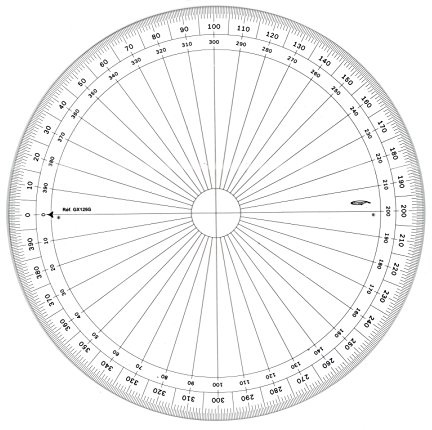 GRAPHOPLEX Rapporteur cercle entier 25cm grades Transparent
