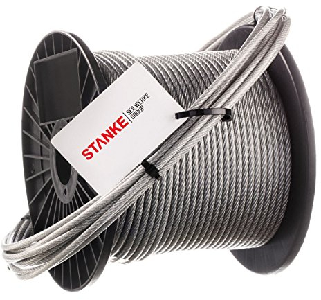 Seilwerk STANKE Edelstahl Drahtseil für Schloss PVC Edelstahlseil 4mm 7x7 INOX Drahtseil ummantelt, 20m