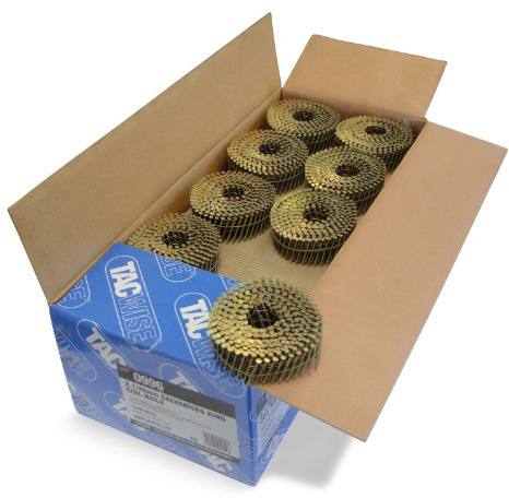 Tacwise 0996 Galvanised Flat Top Coil Nails, Type 2.1/40 mm, 16°, 14,400 | Diamond Point, 2.1 mm Ring Shank, 16° Inclined, Pack of 14,400 Wire Collated in 360 Nails per Coil
