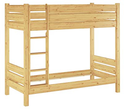 Erst-Holz®Massivholz-Stockbett stabil 100x190 Etagenbett Kiefer Natur Stockbett ohne Rollrost 60.16-10-190oR