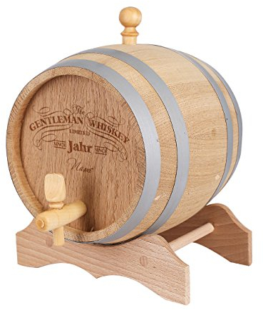 Herz & Heim® 2l Whisky Fass mit Gravur - Gentleman Whiskey - mit Name und Geburtsjahr