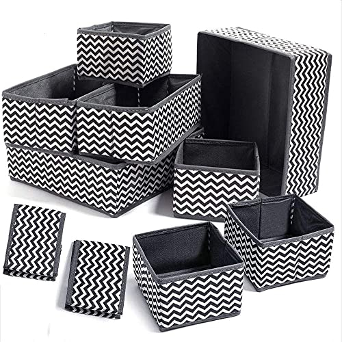 Evance 10Pcs Boîtes de Rangement Ouvertes en Textile Non-Tissé, Tiroir en Tissu,Cube de Rangement Pliable Coffre pour Soutiens-Gorge, Chaussettes, sous-vêtements (10 pcs)