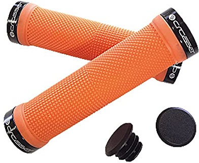 Crosser Poignées de vélo ergonomiques Poignées de Guidon - Poignées de Guidon - Poignées de VTT - Poignées de vélo de Ville, Orange/Noir, Taille Unique