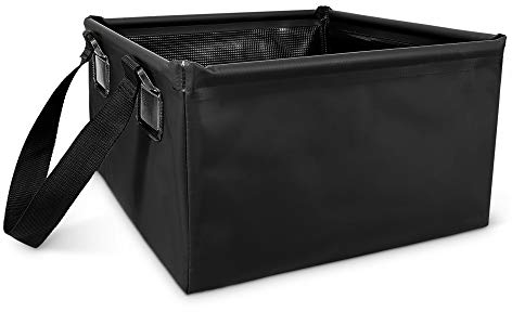 Navaris Secchiello Pieghevole da Campeggio - Vaschetta Bucato Lavaggio Stoviglie in Viaggio - Catino con Manici 15L 31x31x21cm - Black Camping Bucket