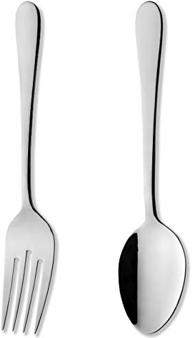 Grunwerg Windsor Carded 2-Piece Serving Fork and Spoon Set SVGFWDR/C, 18/0 Stainless Steel, Silver