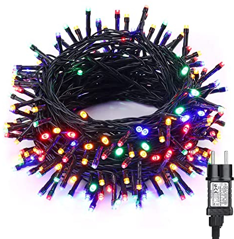 PhilzOps Albero di Natale Catene Luminose 10M 100 LED, Decorazione Esterno e Interno 8 Modalità IP44 Impermeabile Stringa Luci per Festive Festa (Colorate)