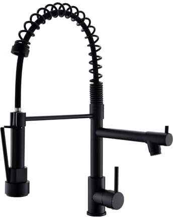 Kitchen Faucet,Kitchen Faucets with Pull Down Sprayer AIMADI Commercial Style Single Handle Matte Black Kitchen Faucet with Sprayer