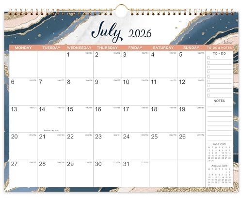 Calendar 2026-2027 - Wall Calendar 2026-2027 UK, 18 months Calendar, Jul. 2026 - Dec. 2027, Six Different Patterns, Twin-Wire Binding, Hanging Hook, 37.6 x 29 cm