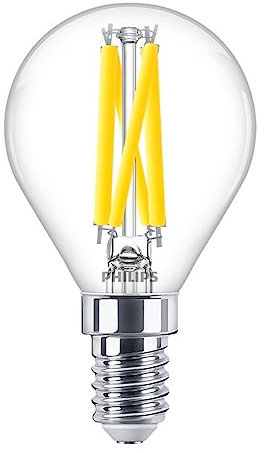 PHILIPS MASTER LED E14 Sferica Filamento Chiara 3.4W 470lm - 922-927 Dim aWarm | Miglior resa cromatica - Dimmerabile - Sostitutiva 40W
