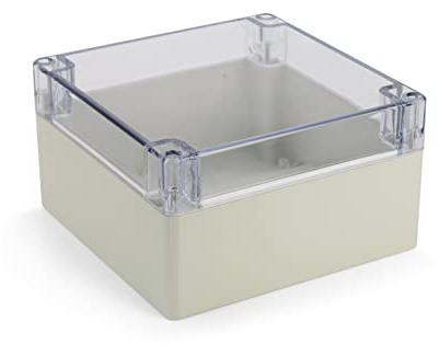 Blanko Modulgehäuse, Universal-Gehäuse aus ABS-Kunststoff mit transparentem Deckel, Mehrzweckghäuse mit Montagepunkten für Leiterplatten, IP 65 Schutzklasse, LxBxH 160x160x90 mm, Lichtgrau