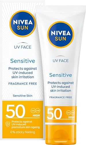 NIVEA SUN Sensitive Crema Viso Solare per Pelli Sensibili SPF50, 50 ml