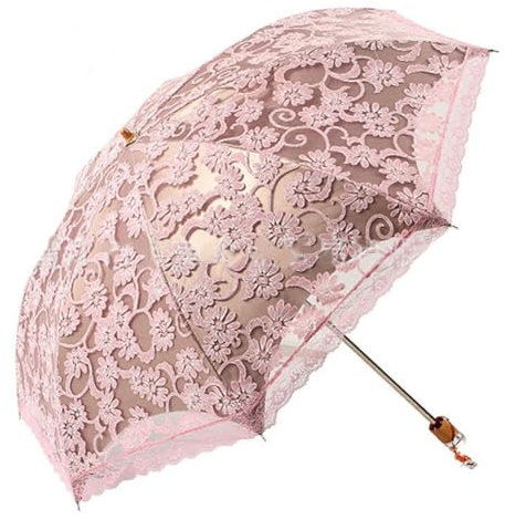 LICHENGTAI Spitze Sonnenschirm Damen Regenschirm UV-Schutz Faltbarer Kompakter Regenschirm Vintage Hochzeit Brautschirm Spitzenschirm für Outdoor Camping, Hochzeit, Party und Fotoshooting