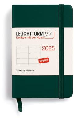 LEUCHTTURM1917 370678 Wochenkalender Mini (A7) 2025, Forest Green, Englisch