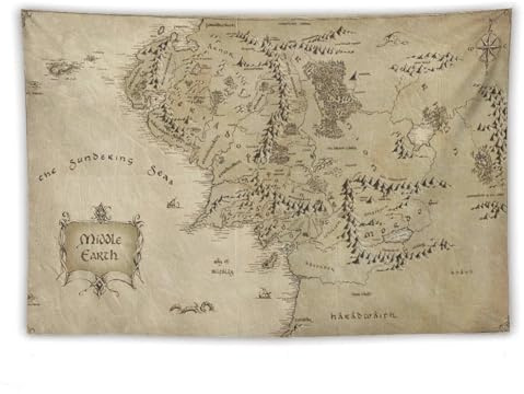 J. R. R. Tolkien Mittelerdkarte, Mittelerde, Raum, ästhetischer Wandteppich, Druck, Kunst, Wandgemälde, Wandteppich, Geschenke, moderne Schlafzimmerdekoration, 101,6 x 152,4 cm