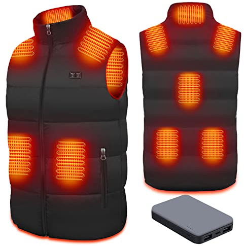 Miljgte Gilet Riscaldato Giubbotto Riscaldato Uomo Donna con 8 Zone di Riscaldamento 3 Livelli di Temperatura Giubbotto Termico con Batteria 16000mAh per Campeggio Pesca Ciclismo