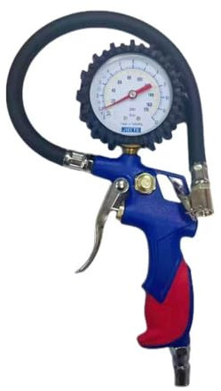 Shkalacar Gonfia Gomme, Manometro Meccanico Pressione gomme per Pneumatici con Tubo Flessibile 0-15bar/0-220psi Ugello in Rame Forte Resistenza all'Usura Facile da Usare per Auto Camion Moto Bici