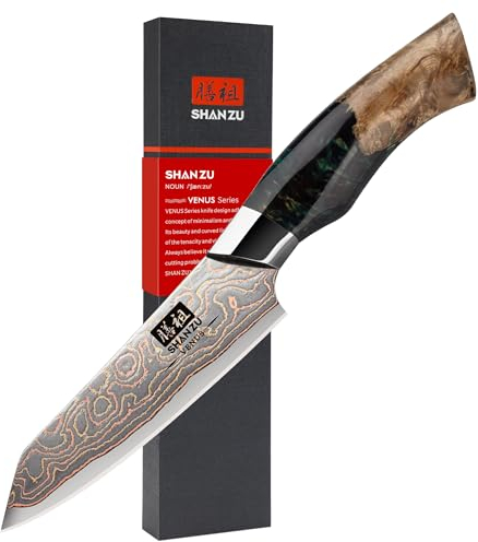 SHAN ZU Damastmesser Schälmesser Obstmesser Gemüsemesser Handgeschmiedetes Japanisches Klein Messer, 33 Schichten Damaststahl & Kupfer Profi Scharfe Damast Kochmesser Küchenmesser - VENUS Series