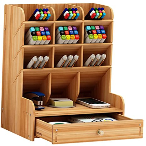 VILLCASE Holzstiftbox Mit Mehrfachtrennung Stifthalter Aus Holz Für Schreibtisch Aufbewahrungsregal Für Stifte Marker Büroklammern Notizbücher Und Mehr Robust Langlebig Und Umweltfreundlich