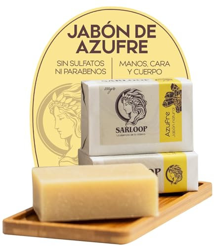 Jabón De Azufre Natural Para Acné Y Puntos Negros - Limpiador Facial Y Corporal Con Aceite De Eucalipto Y Canela - Pastillas Artesanales Piel Grasa - Vegano Sin Sulfatos Ni Parabenos - 100g