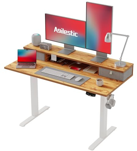 Agilestic Electric Adjustable Height Desk, with 2 Fabric Drawers, 120x60cm