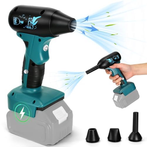 Lieberwell Mini Soffiatore per Makita Batteria 18V - Ventilatore Industriale 130000 giri/min 180W per Foglie e Polvere Portatile a 4 Velocità Jet Dry Turbo (Senza Batteria)