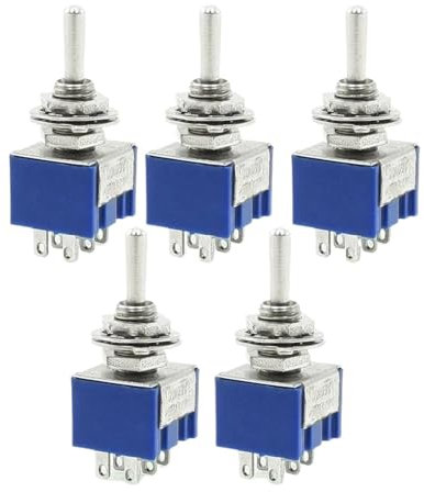 5 pezzi ON-OFF-ON 6 terminali interruttore a levetta bipolare a doppio lancio 6A 125V CA