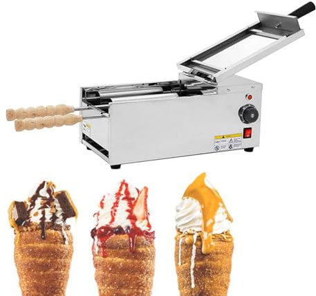 Parrilla EléCtrica Para Panecillos De 1500 W, Parrilla EléCtrica Para Hacer Conos De Helado De Acero Inoxidable, MáQuina Para Hacer Cake Pops Comercial, Con Cortadora De Panecillos Y Ventana De