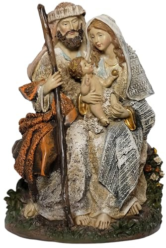 Kaltner Präsente Weihnachtsdekoration: Krippenblock Familienblock Heilige Familie Figur Maria Josef mit Jesus Kind Krippe, Handbemalte Weihnachtskrippe, Traditionelle Krippenfiguren (Höhe 18 cm)